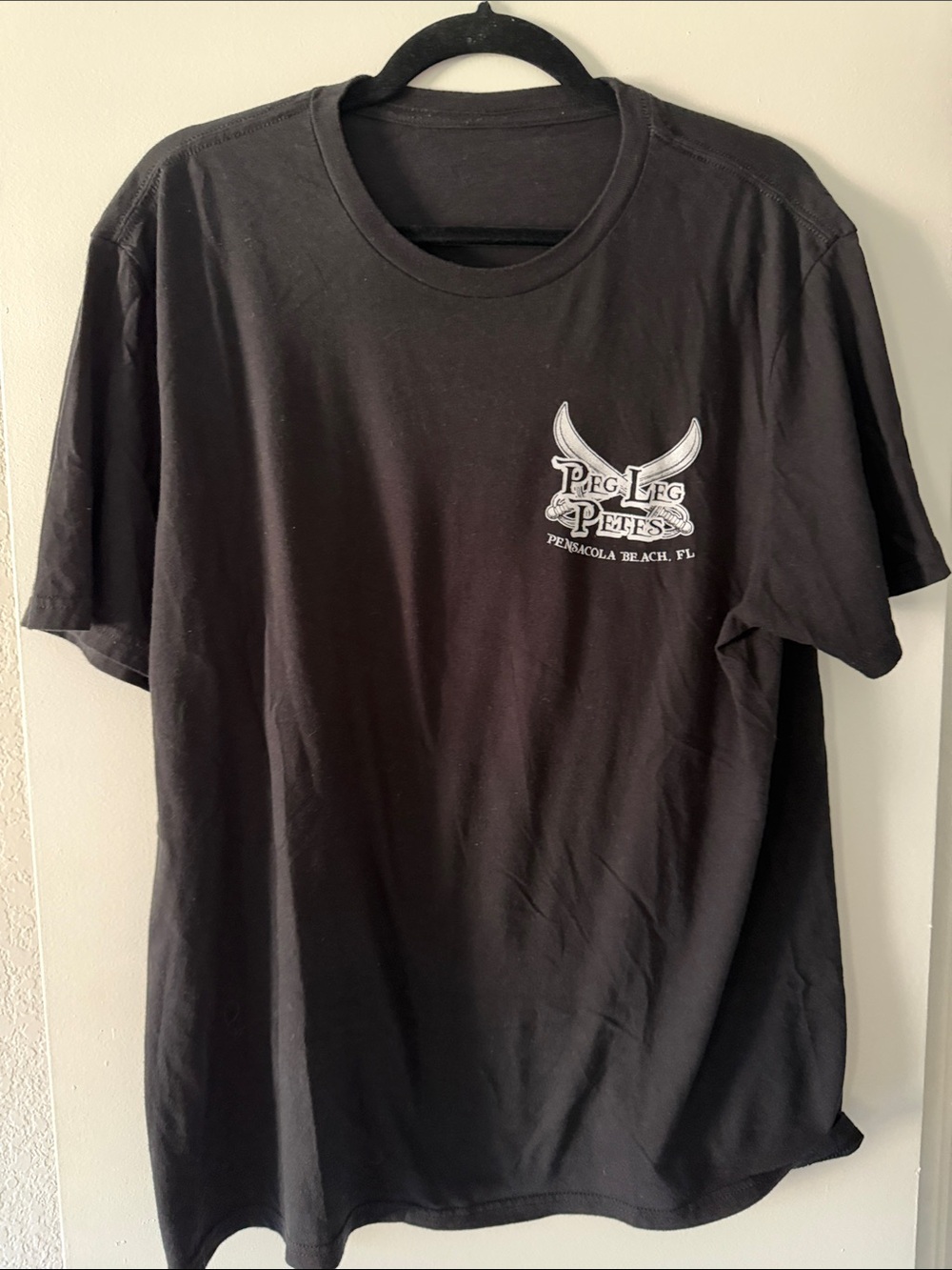 Black Short-Sleeve Logo Tee Peg Leg Petes Pensacola Beach Florida